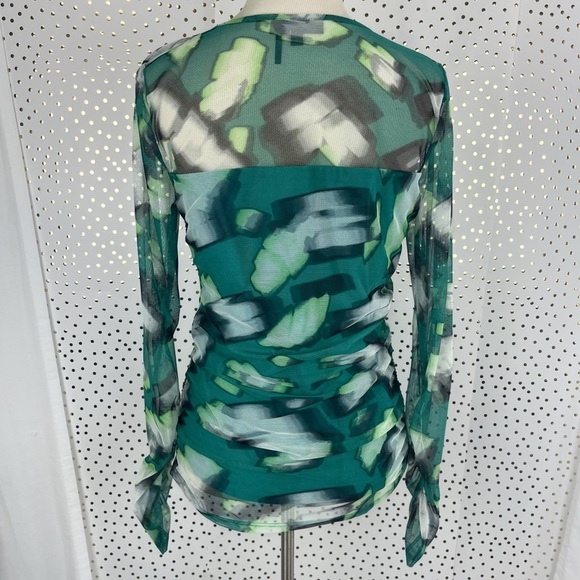 DKNY Mesh Abstract Long Sleeve Top - Picture 4 of 12